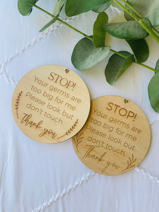 Baby pram sign | dont touch pram sign | your germs are too big for me sign | look but don’t touch sign | pram tag | car seat tag