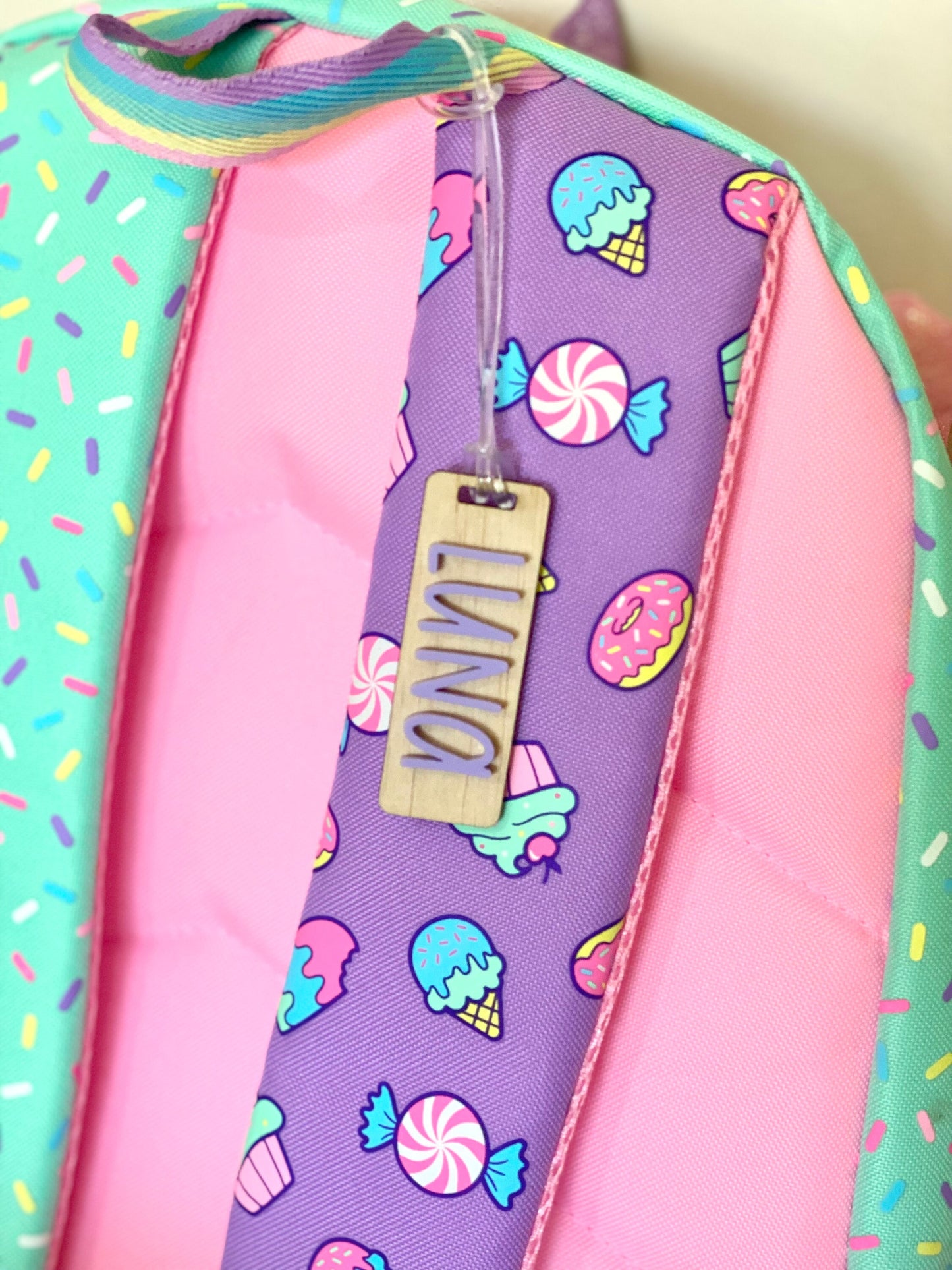 Wooden kids bag tags | Name bag tags