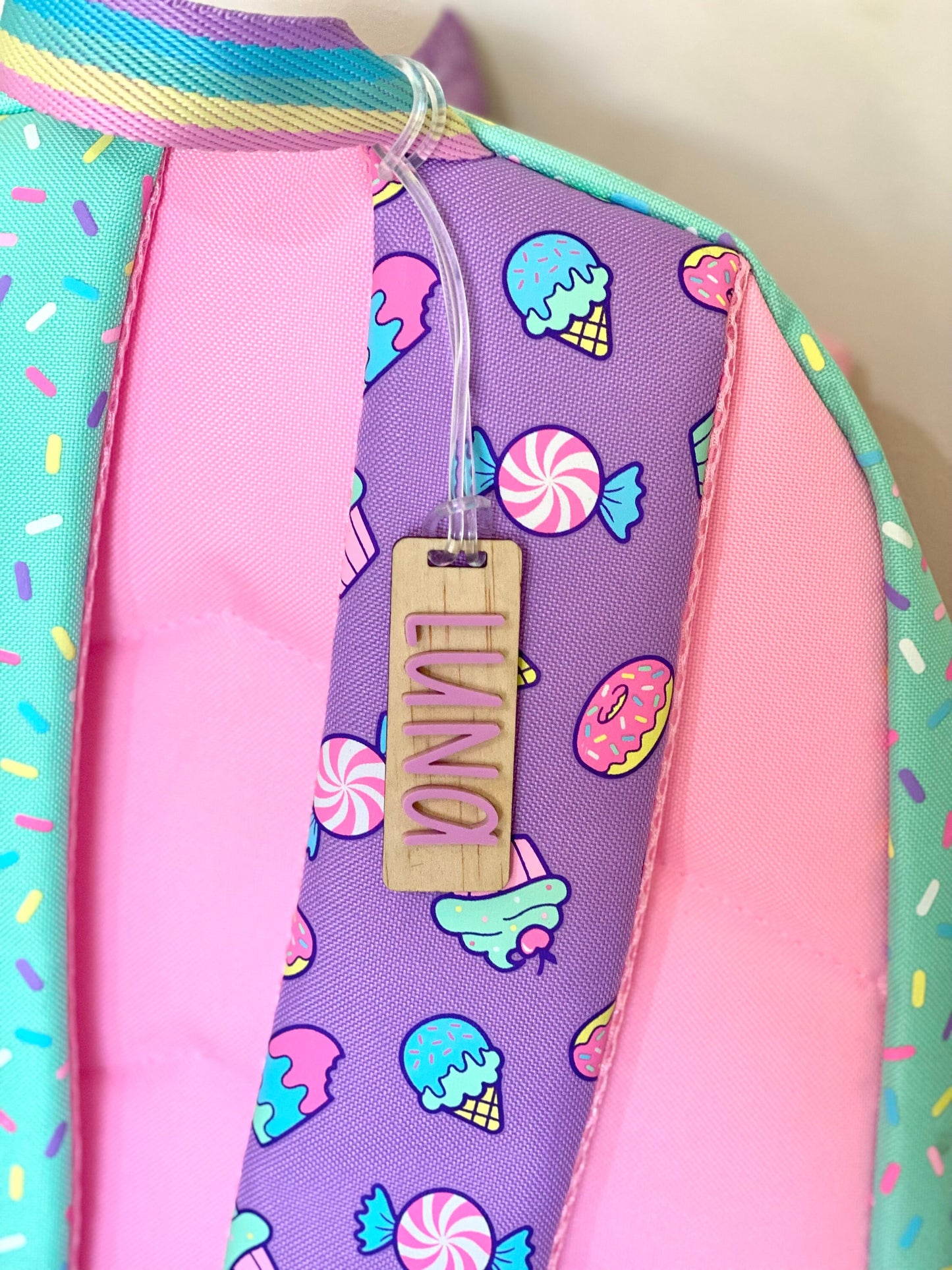 Wooden kids bag tags | Name bag tags