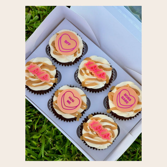 Galentines cupcake toppers Candy heart cupcake charms xoxo cupcake charms