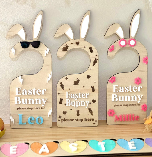 Personalised Easter door hanger | Easter Bunny please stop here