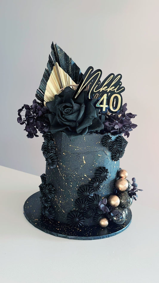 Name and number cake topper | black and gold cake topper | personalised cake topper | Gatsby theme cake topper