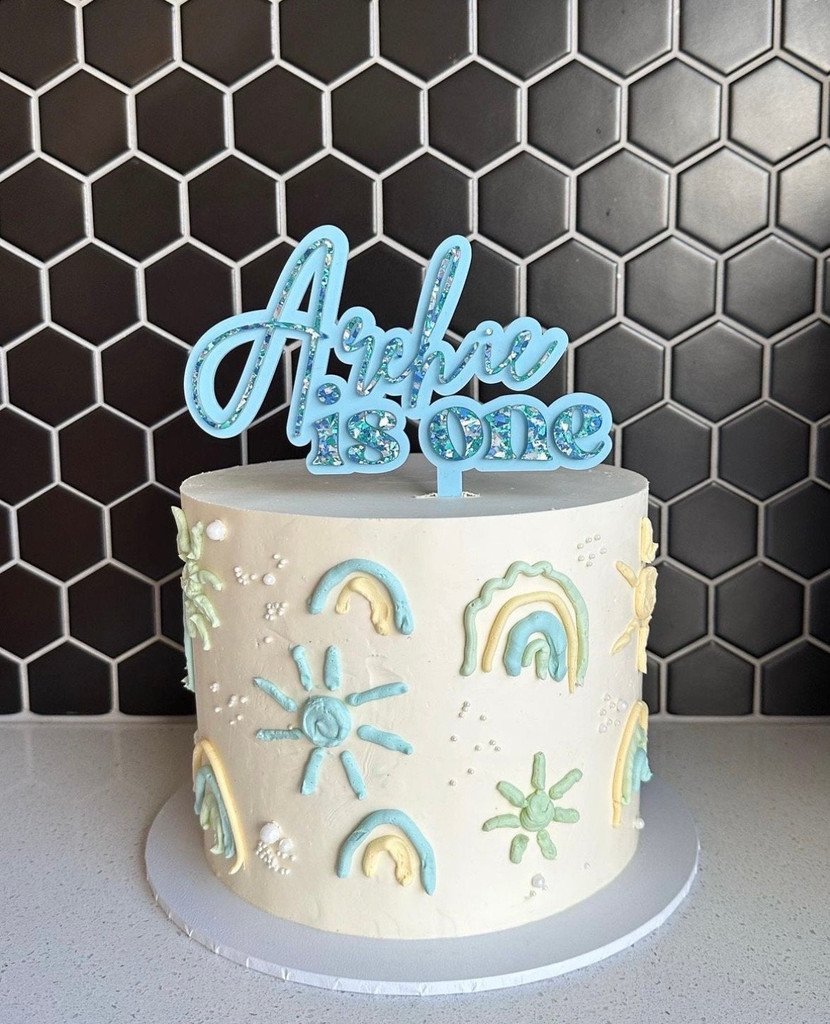 Kids Glitter cake topper | personalised cake topper | 1st birthday cake topper