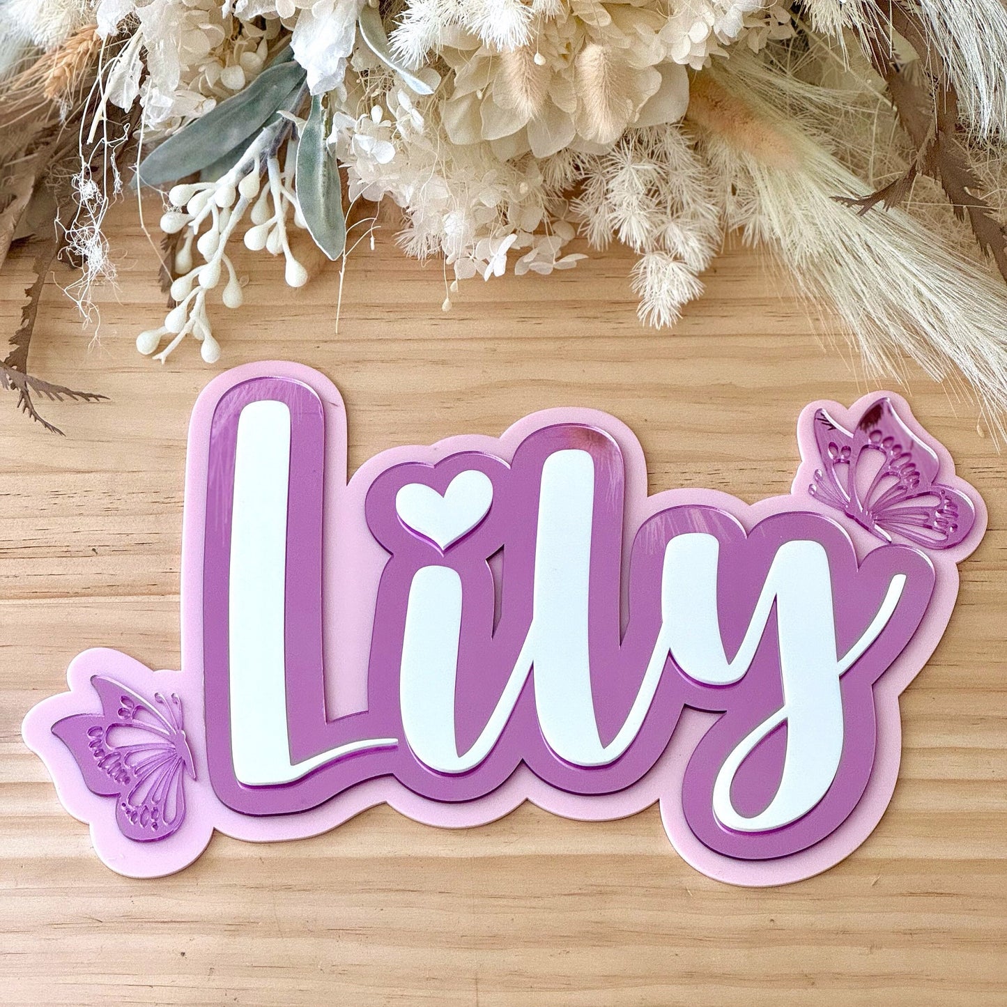 Triple layered name plaque | kids butterfly name sign | kids bedroom name plaque | nursery plaque | kids decor | nursery decor